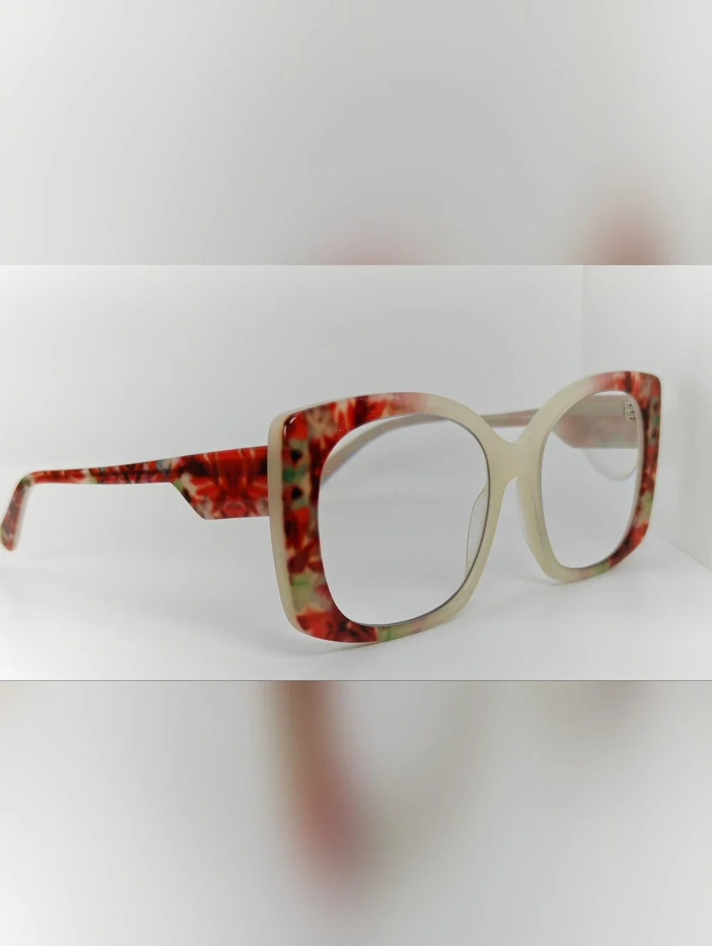 Amaryllis. Red Floral Women's Frame. Large Acetate.